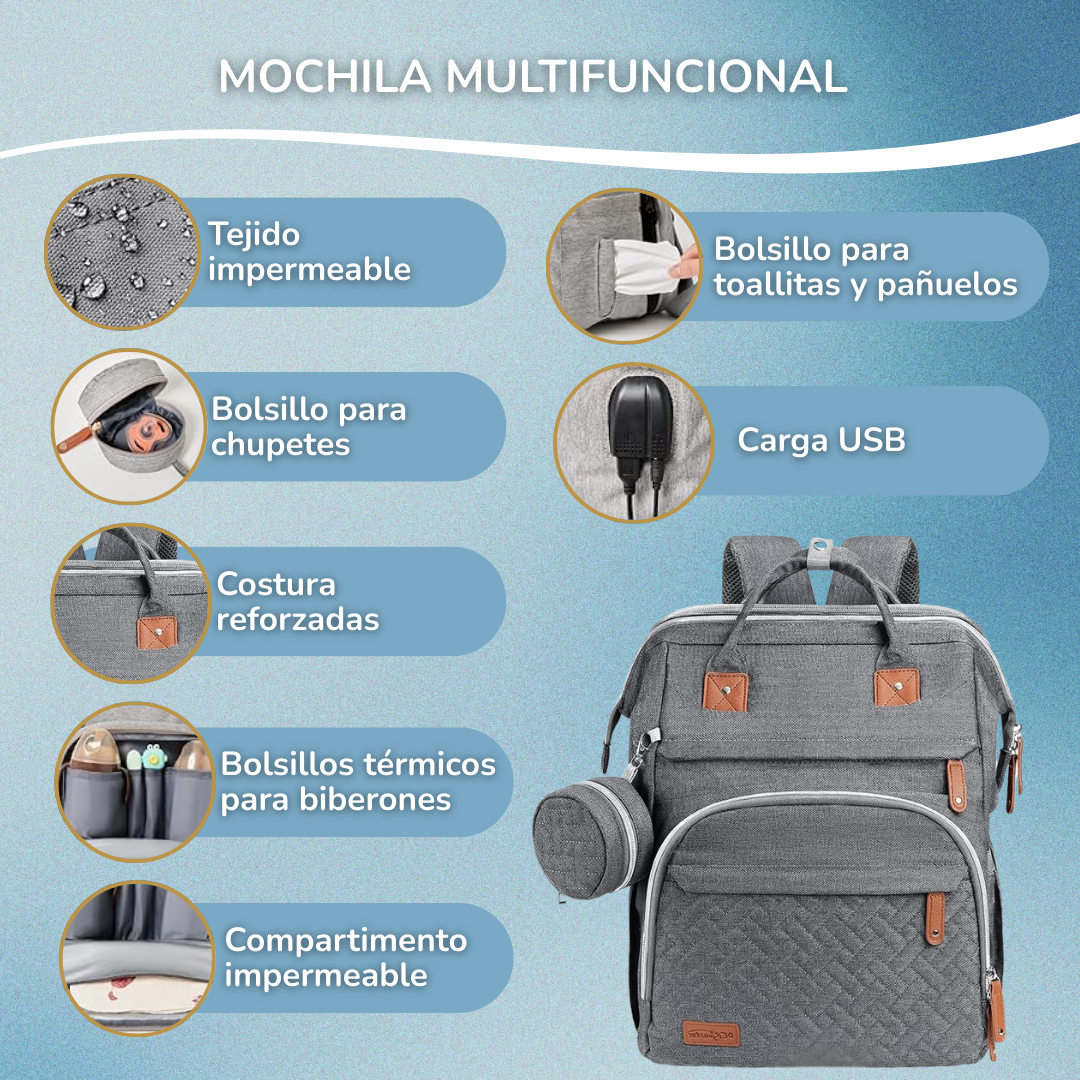 Mochila Bebé Multifuncional con Cambiador Cuna