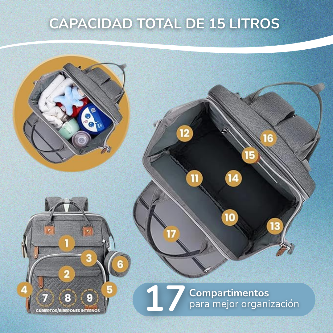 Mochila Bebé Multifuncional con Cambiador Cuna